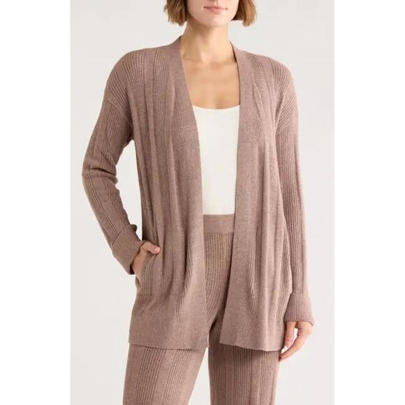 NWT! Barefoot Dreams® CozyChic Ultra Lite® Variegated Rib Open Cardigan Size XS